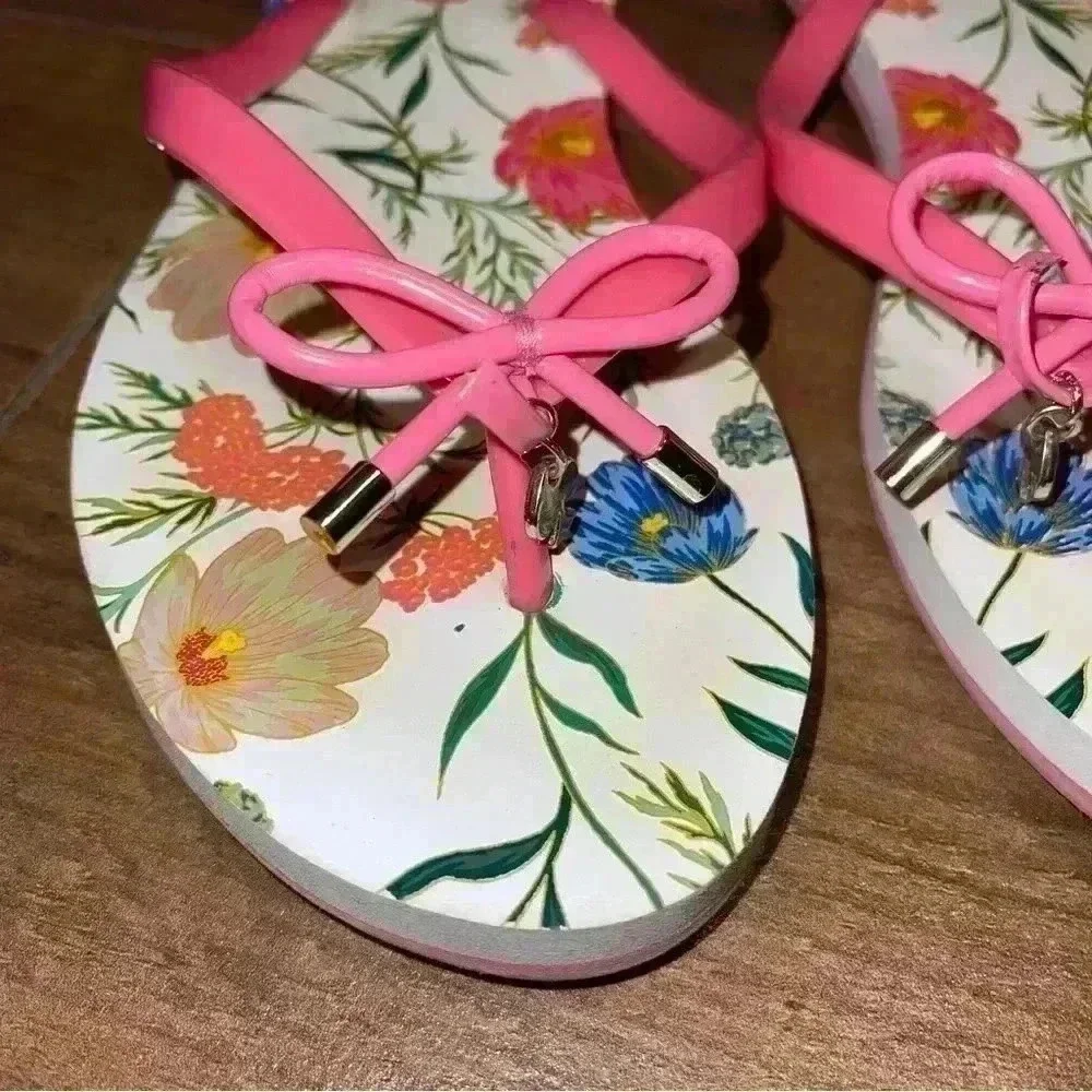 Kate Spade Petunia Pink Floral Flip Flop Sandals Size 9-10